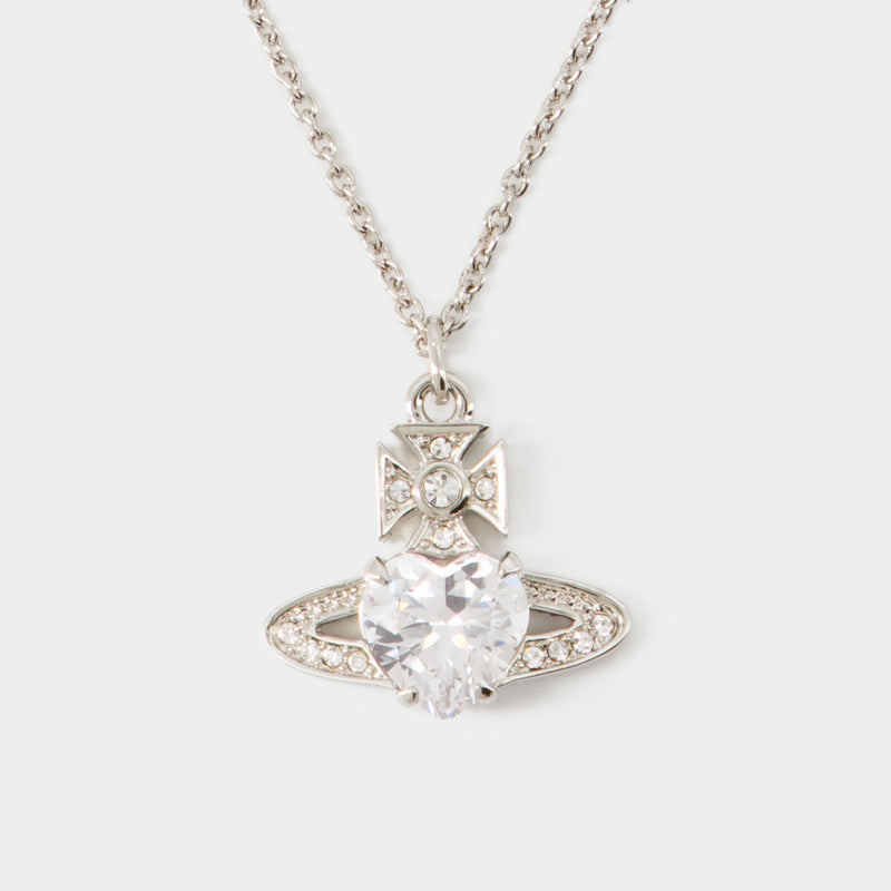Vivienne Westwood Silver Ariella Clear Heart Crystal Orb Pendant Necklace |  eBay